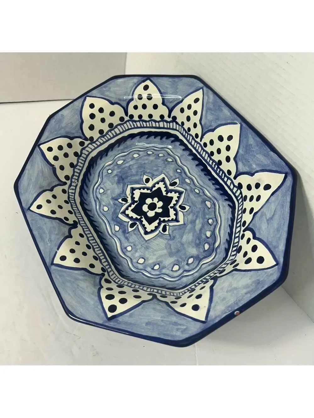 VTG Talavera Mexican Pottery Serving Dish Centerpiece Handpainted Floral Signed